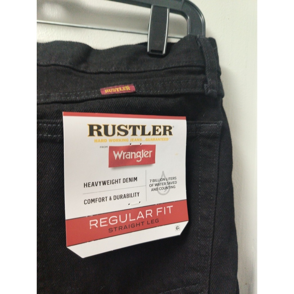 New Rustler by Wrangler Men's Regular Fit Straight-Leg Jeans Black Size 32x32
